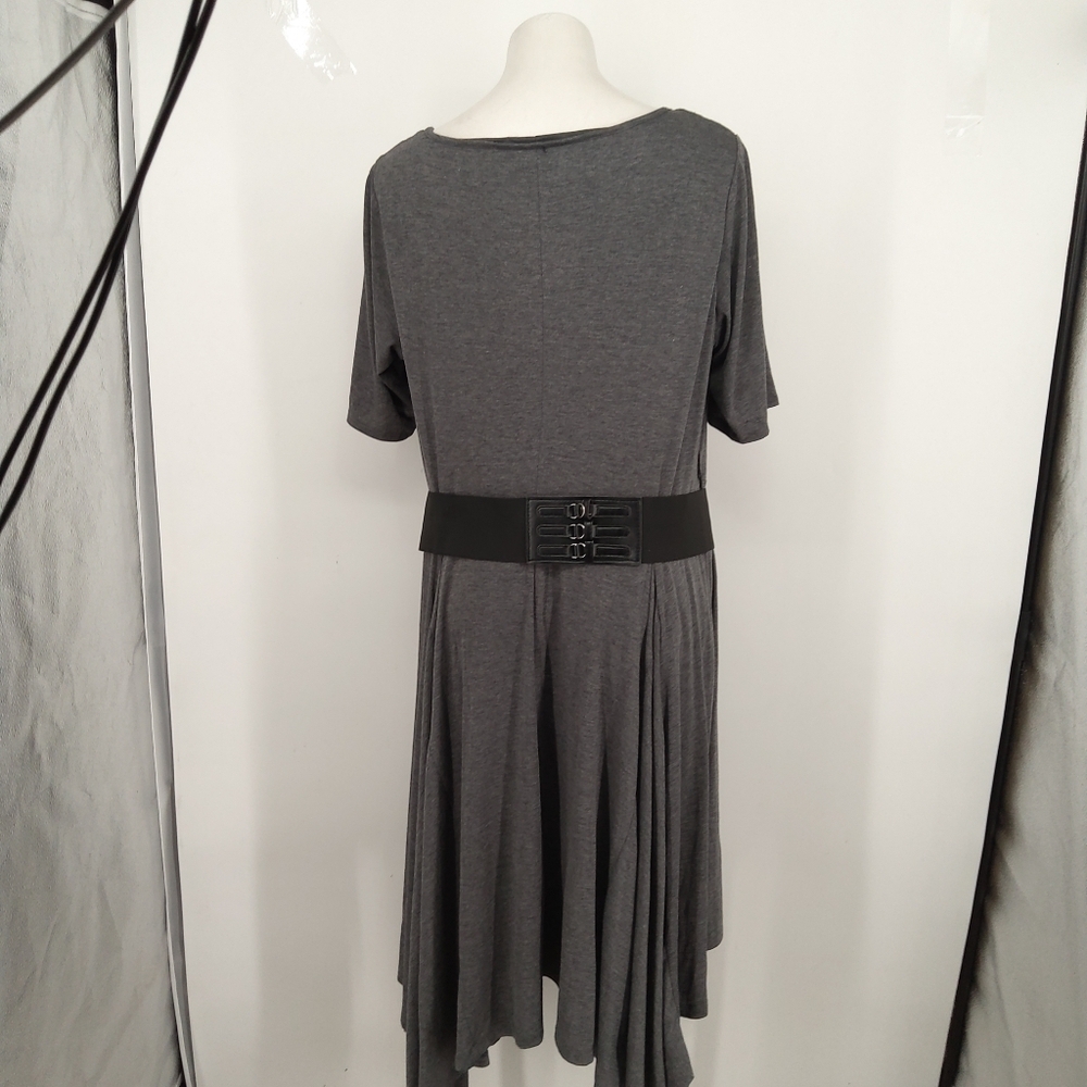SIGNATURE BY ROBBIE BEE 20W SCOOP NECK ASYMMETRICAL MIDI DRESS - Picture 7 of 9